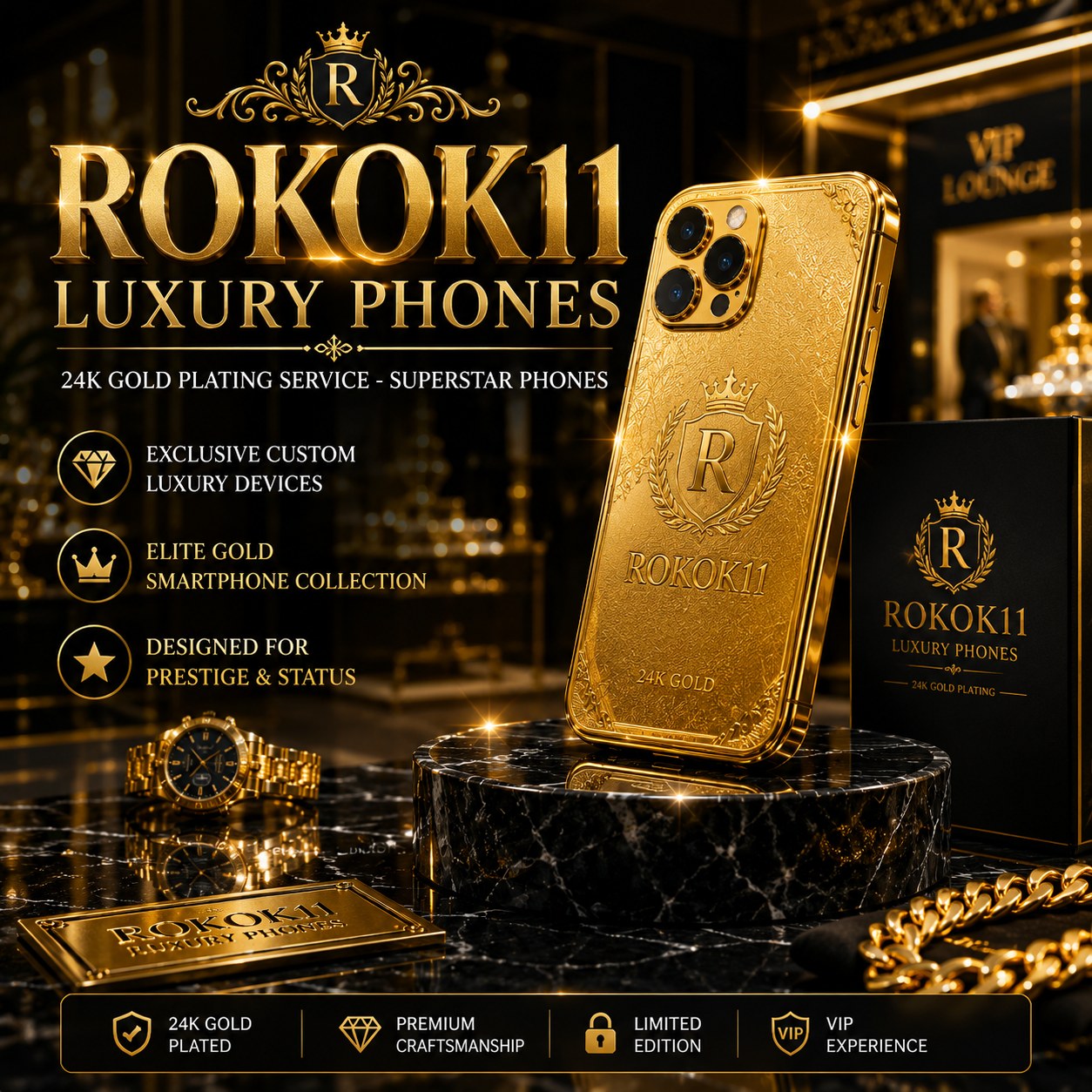 ROKOK11 - Luxury Phones | 24K Gold Plating Service - Superstar Phones
