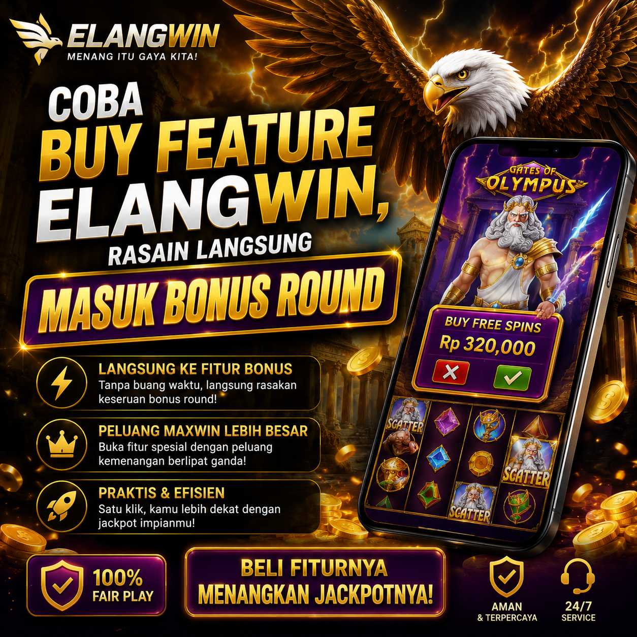 Coba Buy Feature ELANGWIN, Rasain Langsung Masuk Bonus Round by Hey siriusly