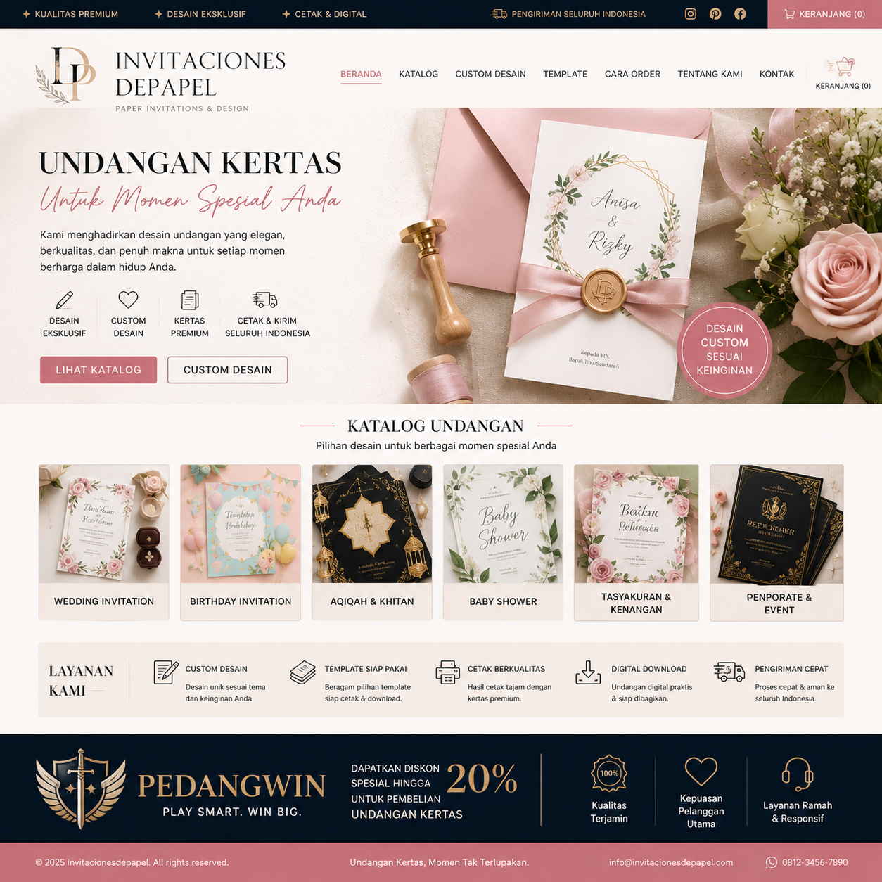 PEDANGWIN invitacionesdepapel: Website Undangan Pernikahan Elegan