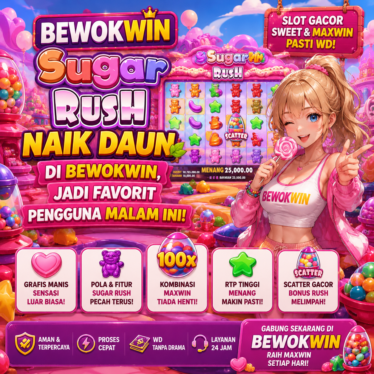 Thumbnail 1 of 3, Poster, BEWOKWIN: Pokerv, Slot88, IDN Poker & Judi Bola Parlay 2026 designed and sold by BEWOKWIN.