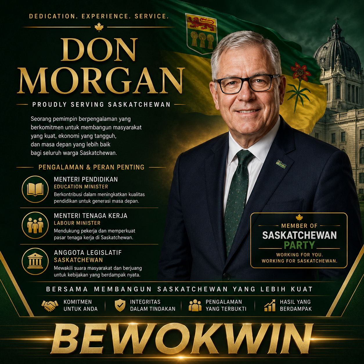 BEWOKWIN - Don Morgan: Politisi Kanada dari Saskatchewan