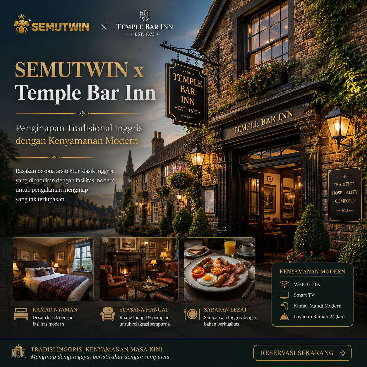 SEMUTWIN x Temple Bar Inn | Penginapan Tradisional Inggris dengan Kenyamanan Modern