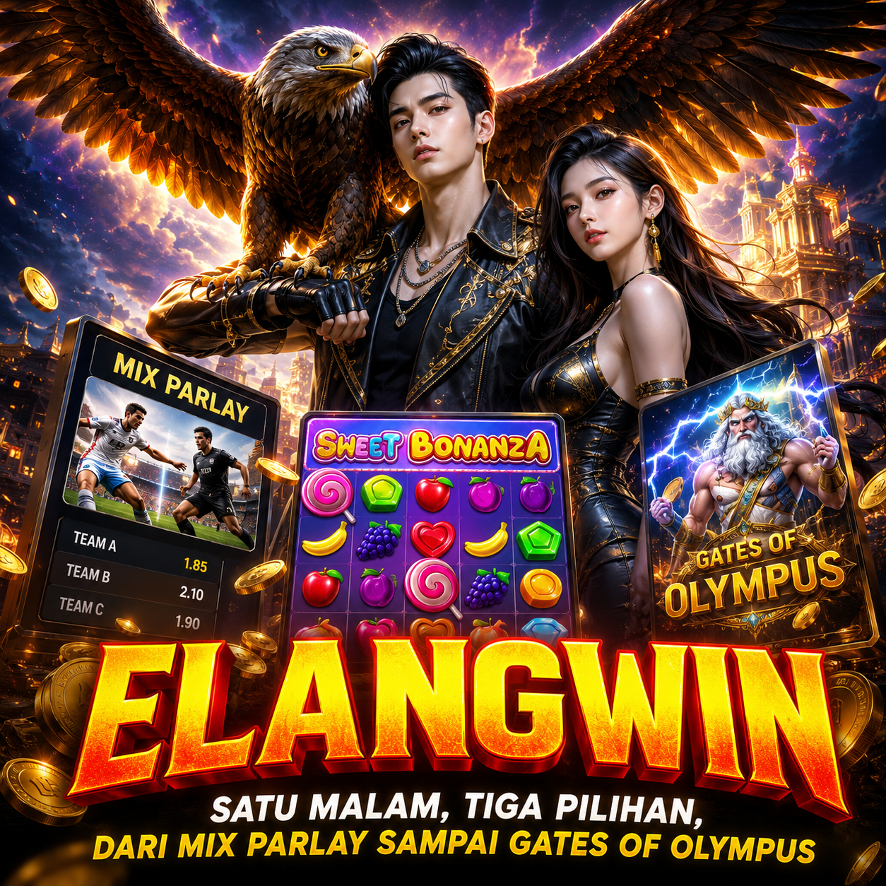 ELANGWIN | Satu Malam, Tiga Pilihan, Dari Mix Parlay Sampai Gates of Olympus