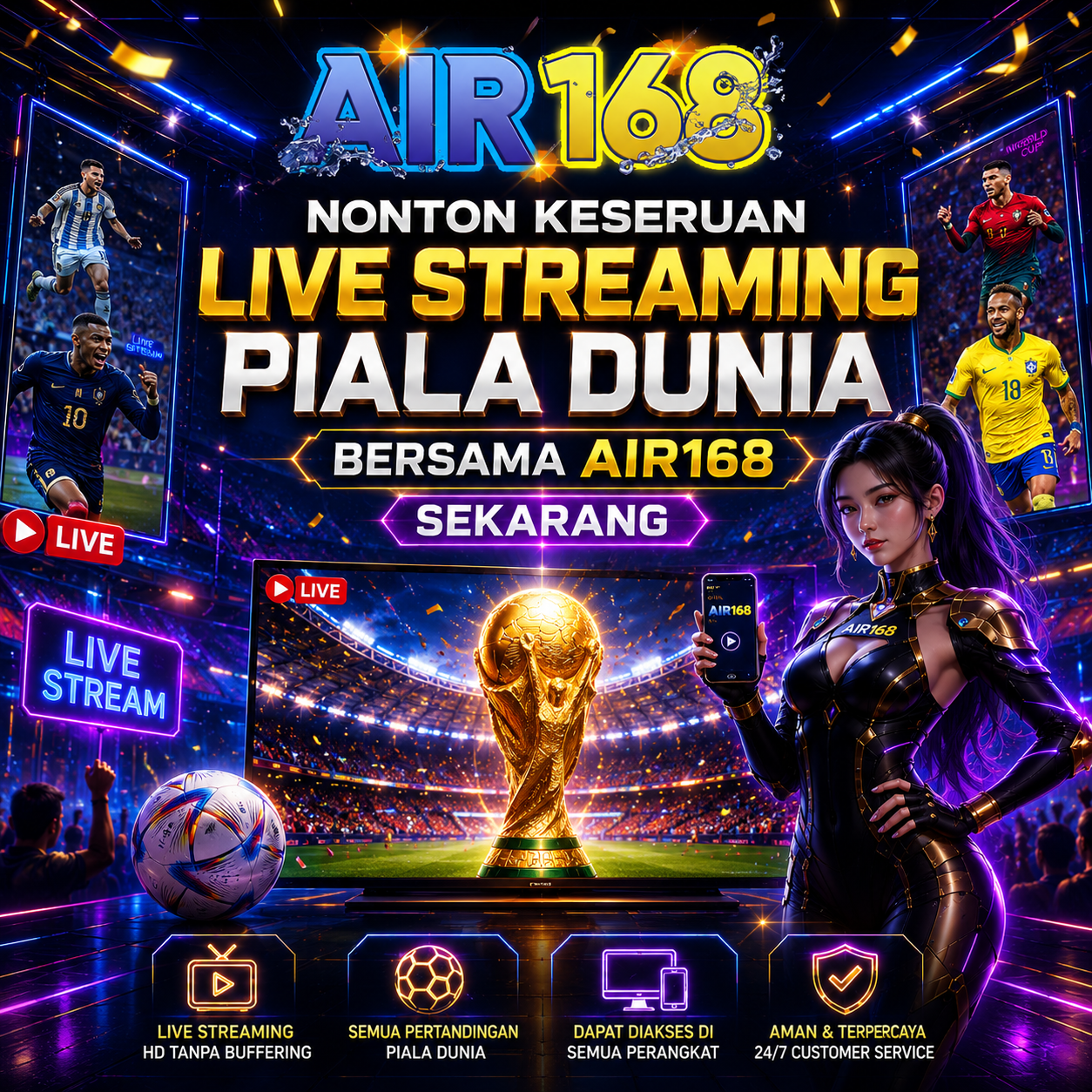 Nonton Keseruan Live Streaming Piala Dunia Bersama AIR168 Sekarang.