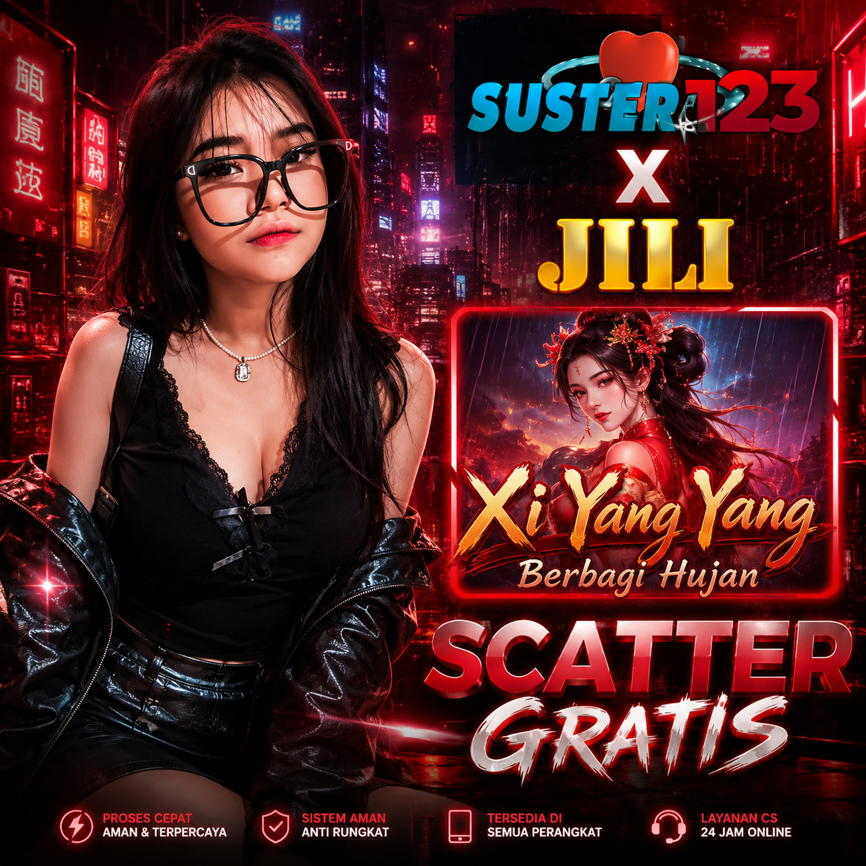 SUSTER123 X JILI Xi Yang Yang Berbagi Hujan Scatter Gratis