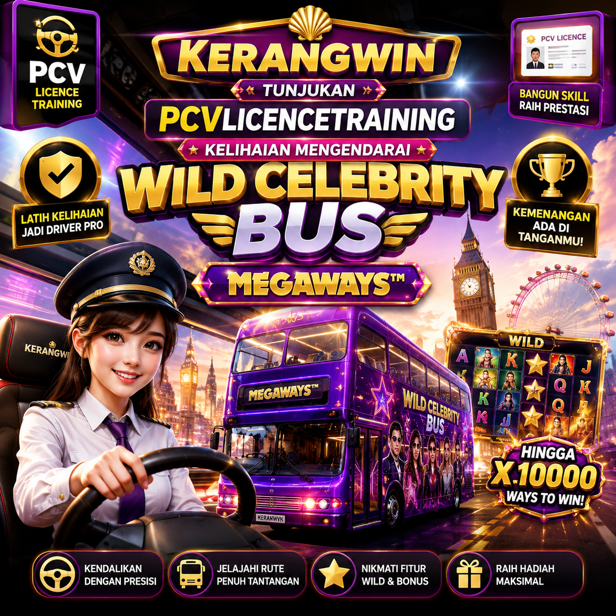 KERANGWIN: Tunjukan pcvlicencetraining Kelihaian Mengendarai Wild Celebrity Bus Megaways
