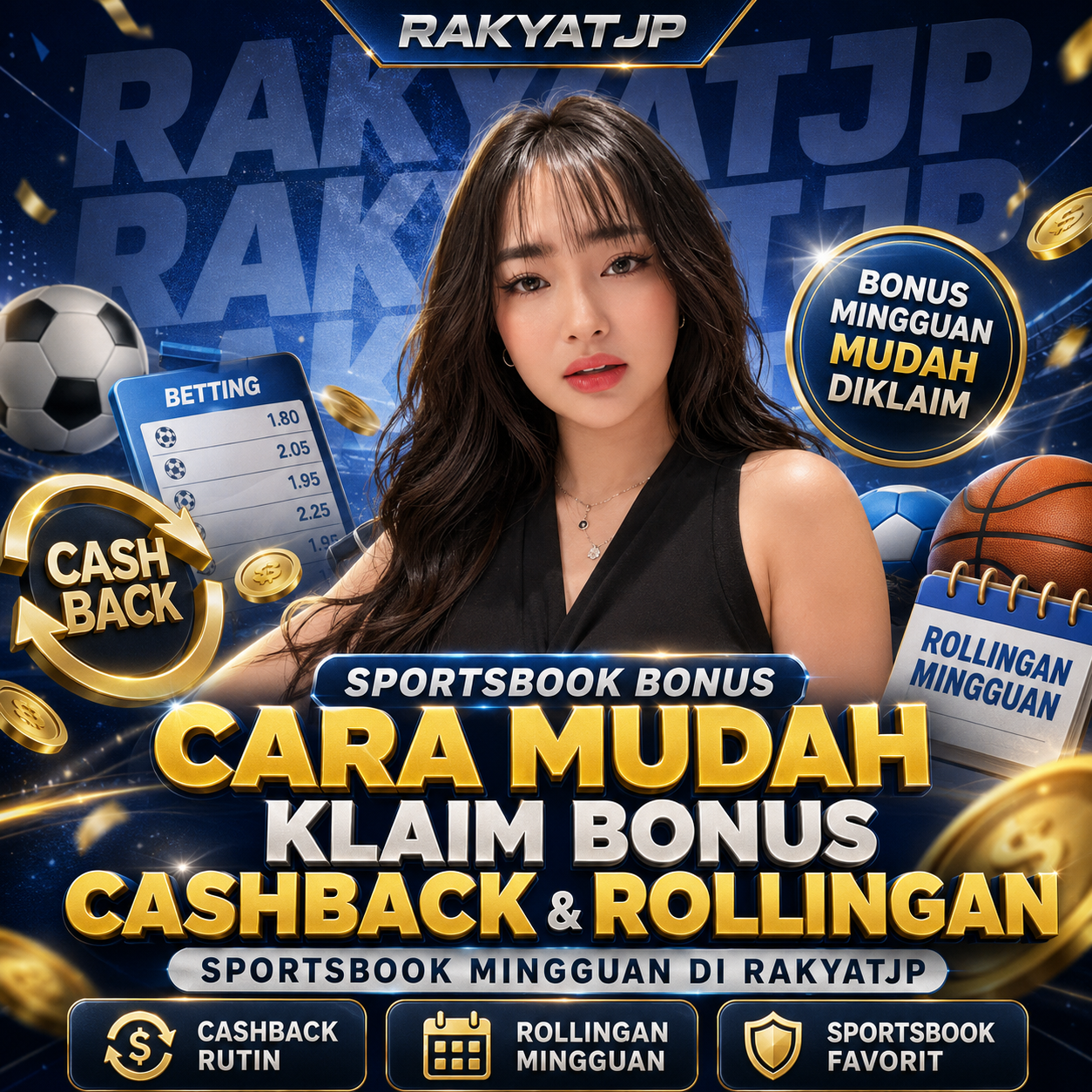 Cara Mudah Klaim Bonus Cashback & Rollingan Sportsbook Mingguan Di RakyatJP