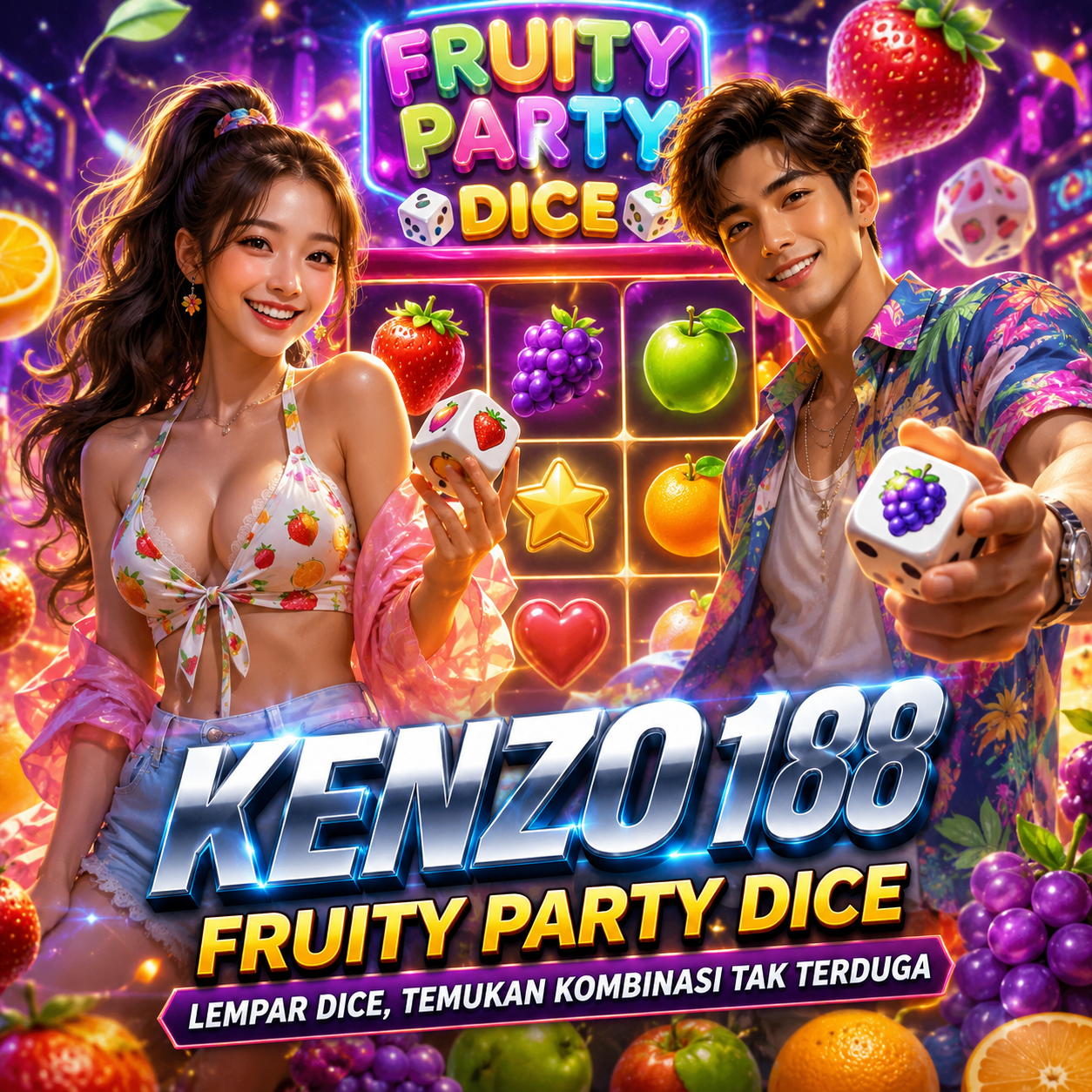 Fruity Party Dice di KENZO188 — Lempar Dice, Temukan Kombinasi Tak Terduga