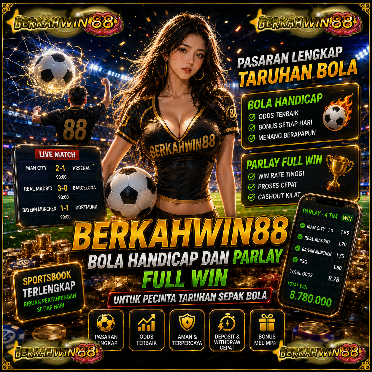 Galeri foto BERKAHWIN88 Bola Handicap dan Parlay Full Win untuk Pecinta Taruhan Sepak Bola di Jakarta