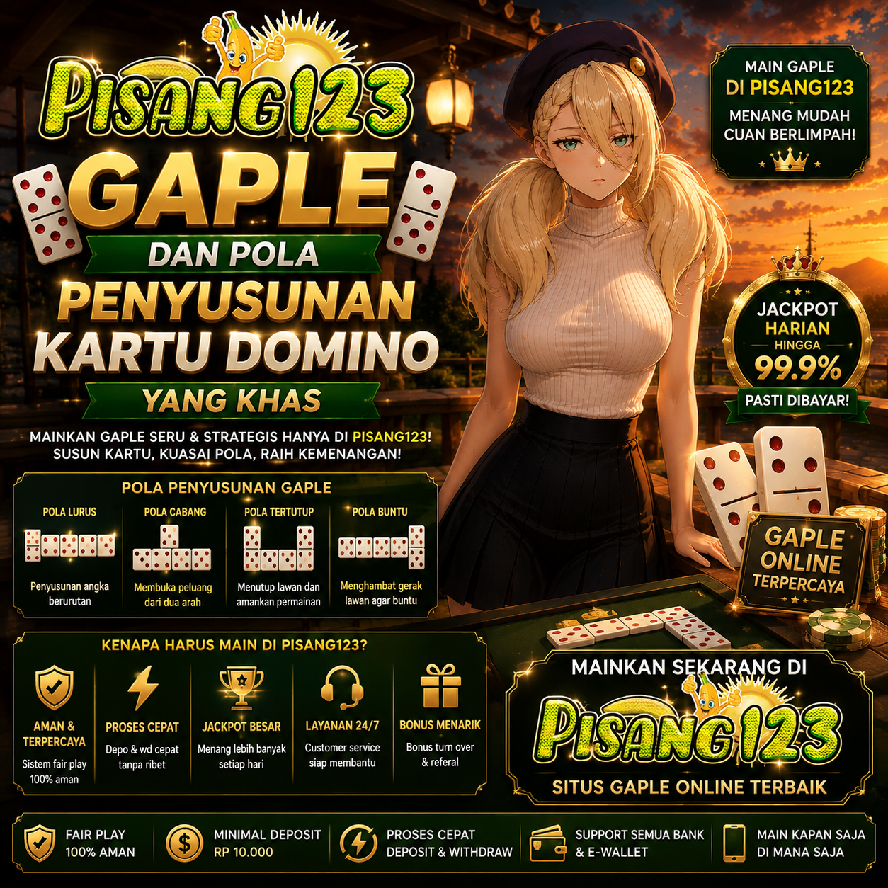 Thumbnail 1 of 3, Poster, PISANG123 | Gaple dan Pola Penyusunan Kartu Domino yang Khas designed and sold by PISANG123.