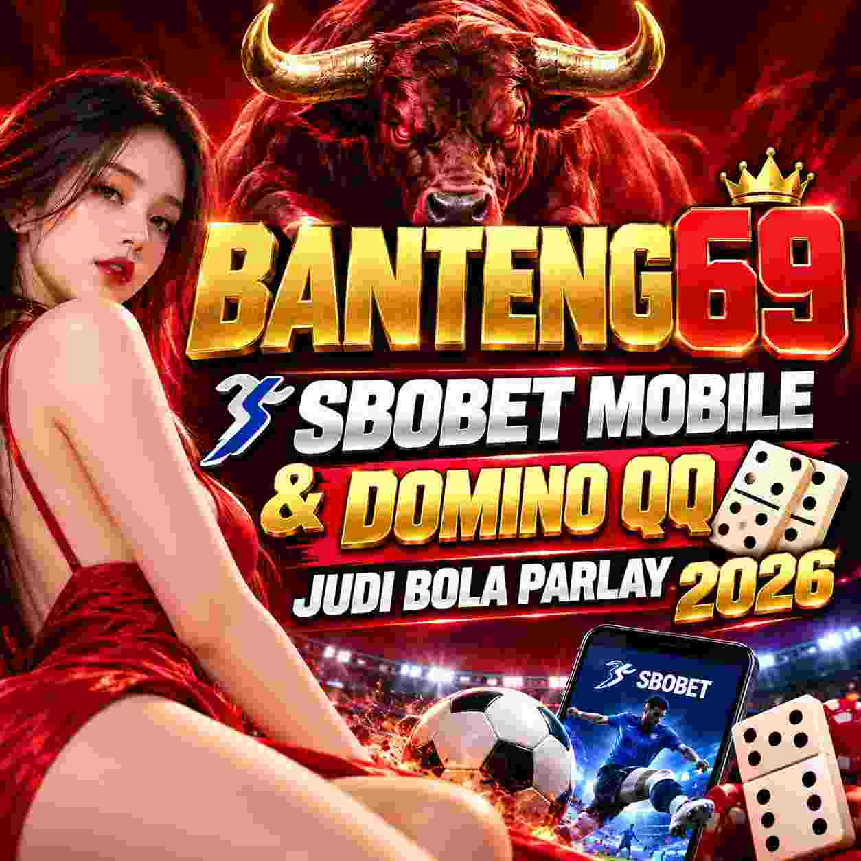 Banner BANTENG69 dengan tema Domino QQ Casino Online