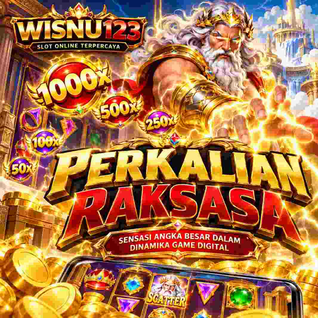 Banner WISNU123 dengan nuansa angka besar dan game digital