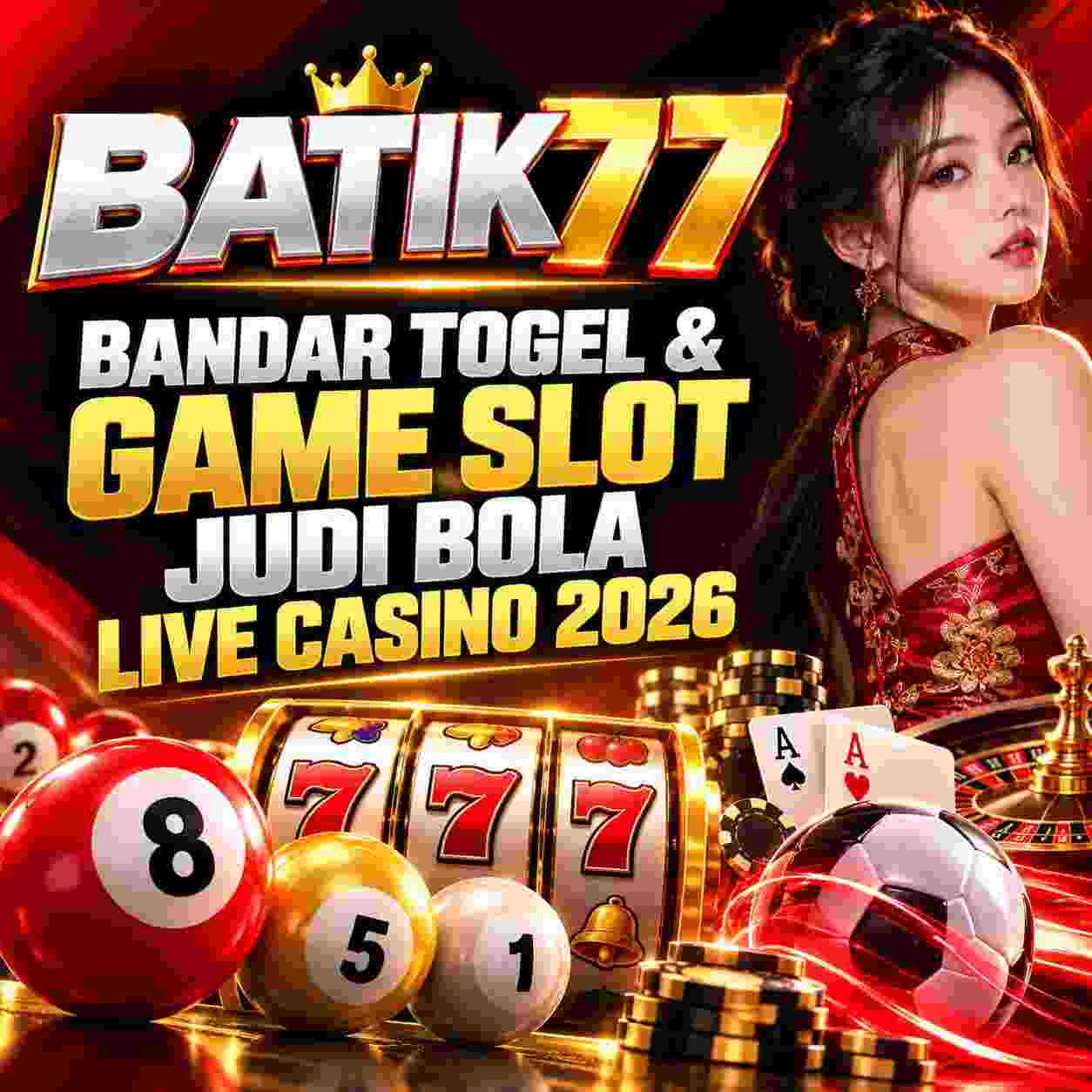 Banner BATIK77 dengan tema free spin slot