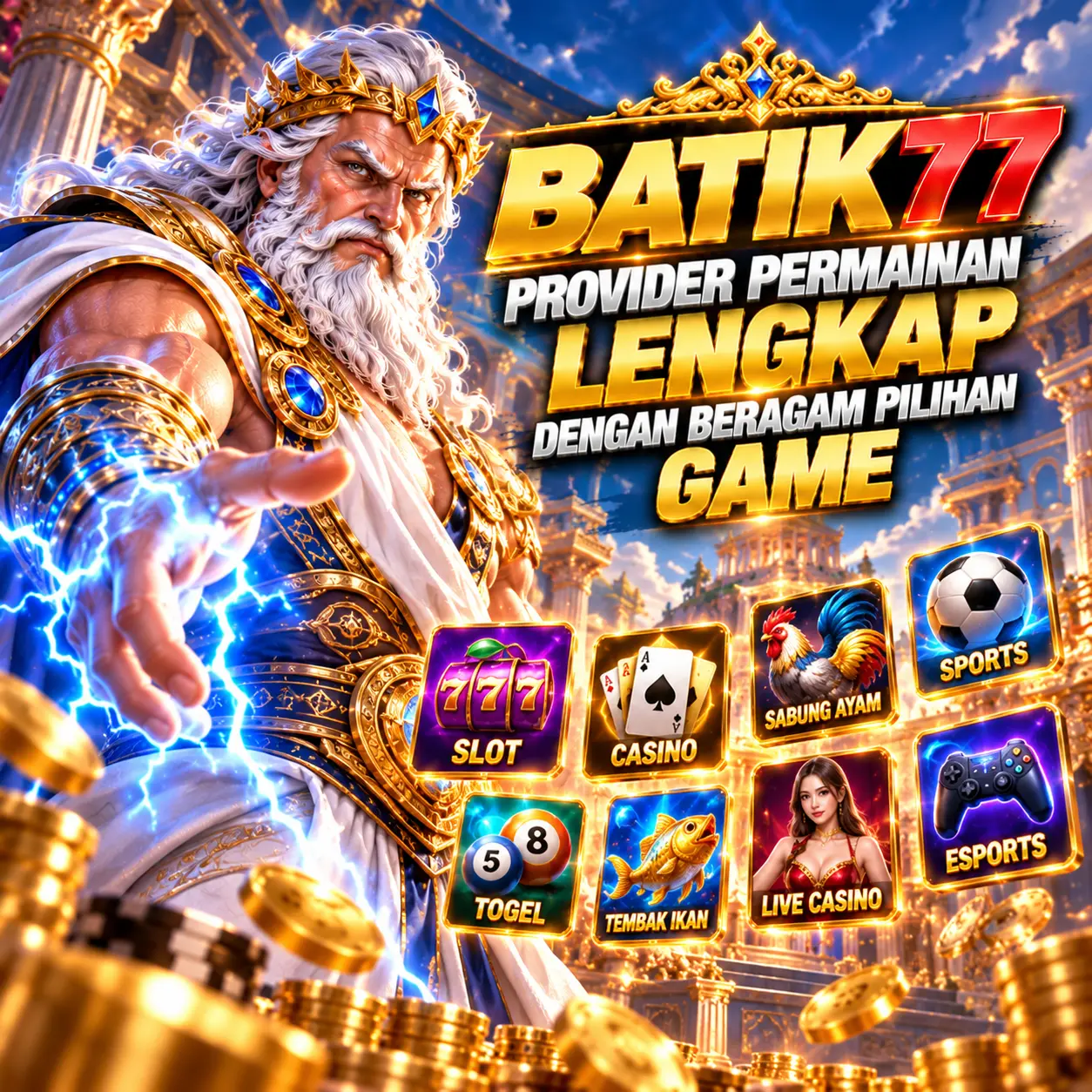 Banner BATIK77 dengan pilihan provider permainan